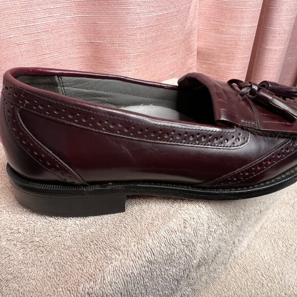 VTG Dexter Burgundy Tassel Loafers 8.5M Wingtip Brogue Leather Dress USA Comfort - Picture 10 of 16